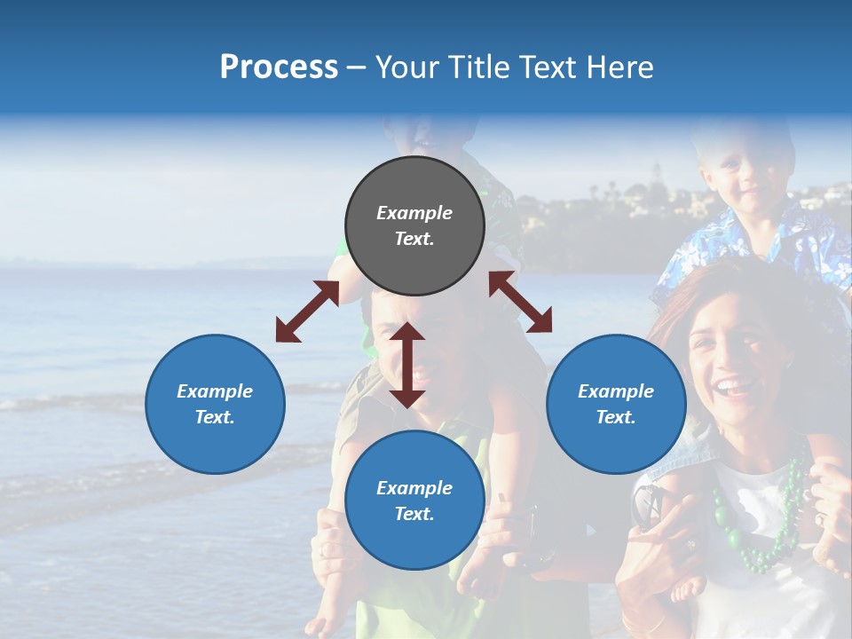 Beautiful Young Family Playing At The Beach In The Morning Sun... PowerPoint Template