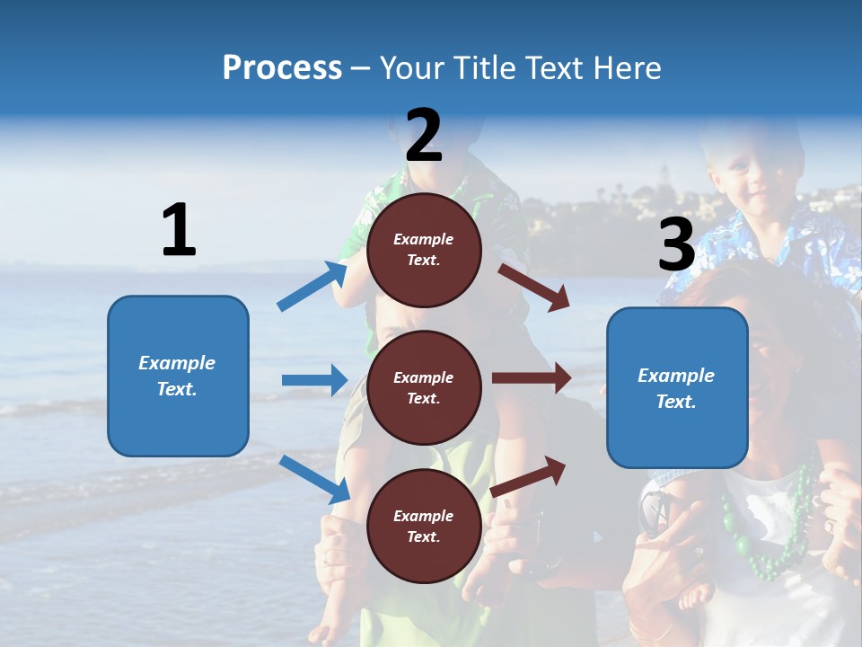 Beautiful Young Family Playing At The Beach In The Morning Sun... PowerPoint Template