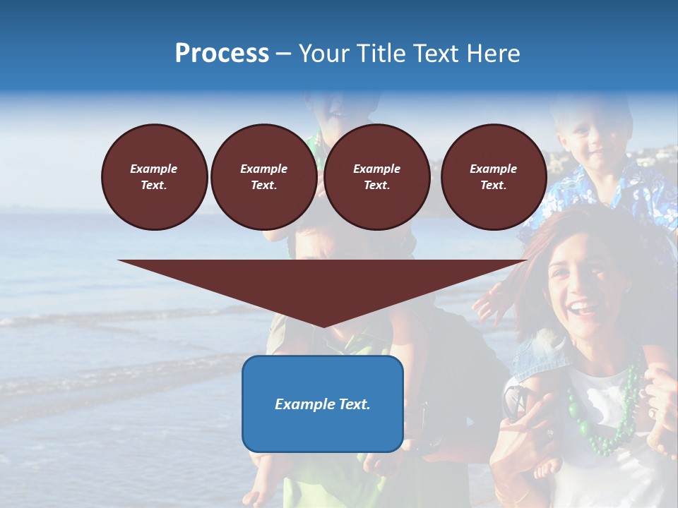 Beautiful Young Family Playing At The Beach In The Morning Sun... PowerPoint Template