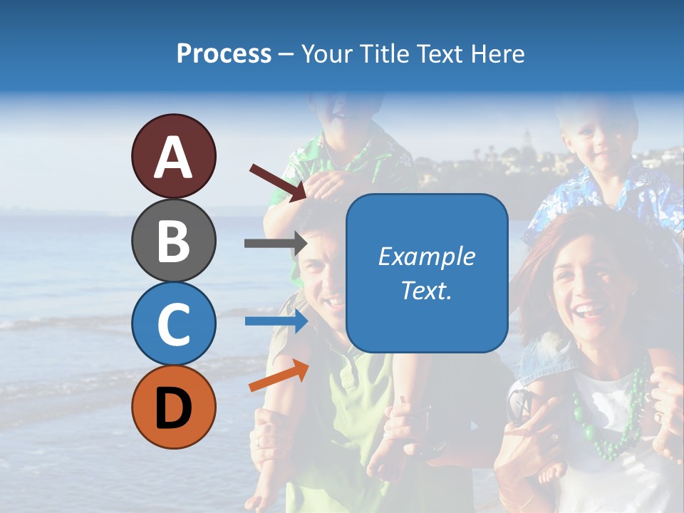 Beautiful Young Family Playing At The Beach In The Morning Sun... PowerPoint Template