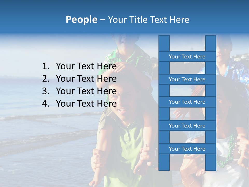 Beautiful Young Family Playing At The Beach In The Morning Sun... PowerPoint Template