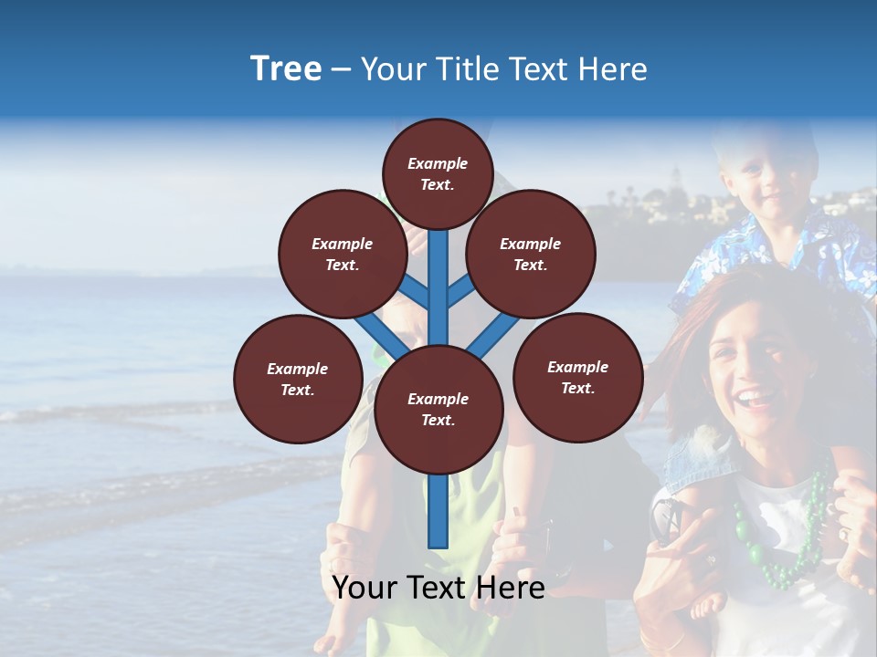 Beautiful Young Family Playing At The Beach In The Morning Sun... PowerPoint Template