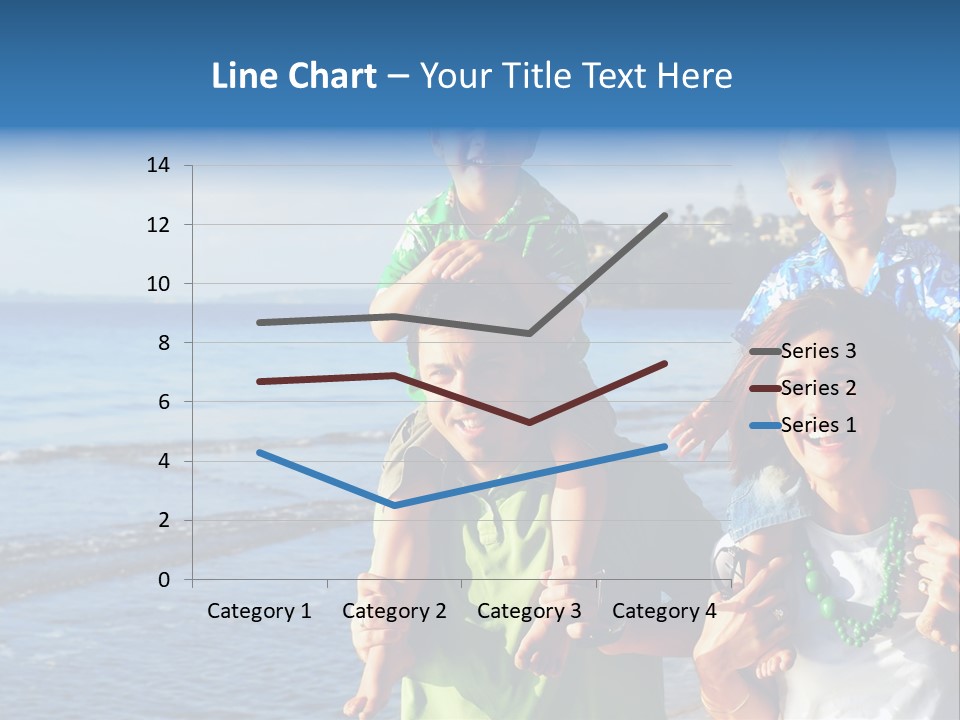 Beautiful Young Family Playing At The Beach In The Morning Sun... PowerPoint Template