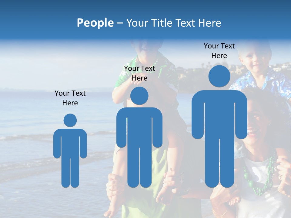 Beautiful Young Family Playing At The Beach In The Morning Sun... PowerPoint Template