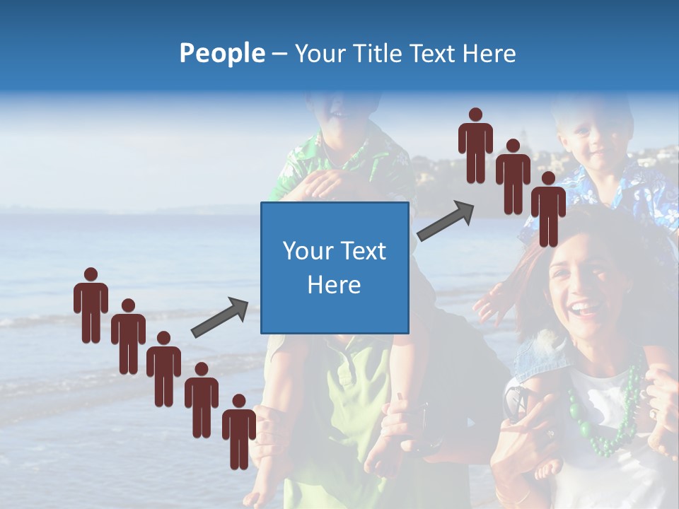 Beautiful Young Family Playing At The Beach In The Morning Sun... PowerPoint Template