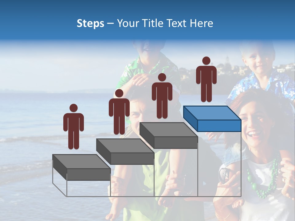 Beautiful Young Family Playing At The Beach In The Morning Sun... PowerPoint Template