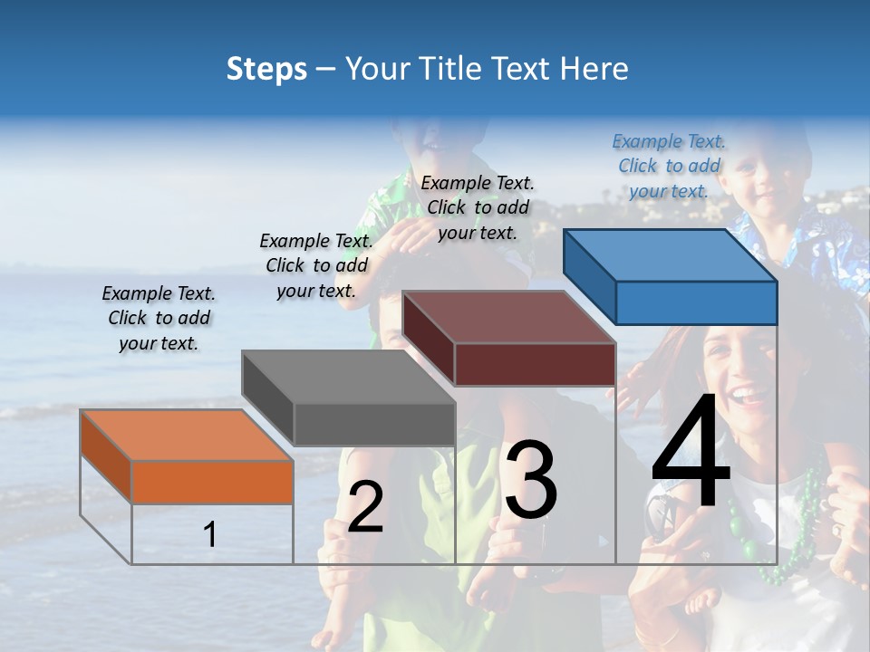 Beautiful Young Family Playing At The Beach In The Morning Sun... PowerPoint Template