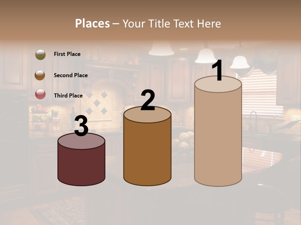 A Large Kitchen With A Center Island In The Middle Of It PowerPoint Template