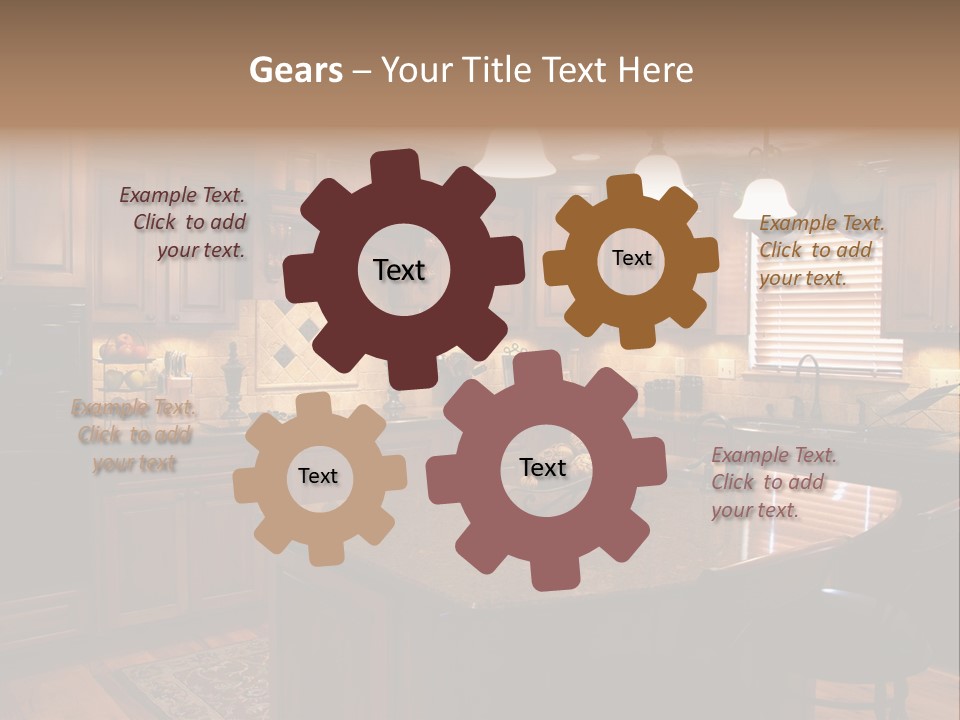 A Large Kitchen With A Center Island In The Middle Of It PowerPoint Template