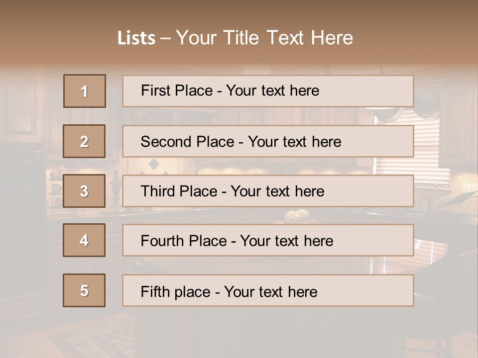 A Large Kitchen With A Center Island In The Middle Of It PowerPoint Template