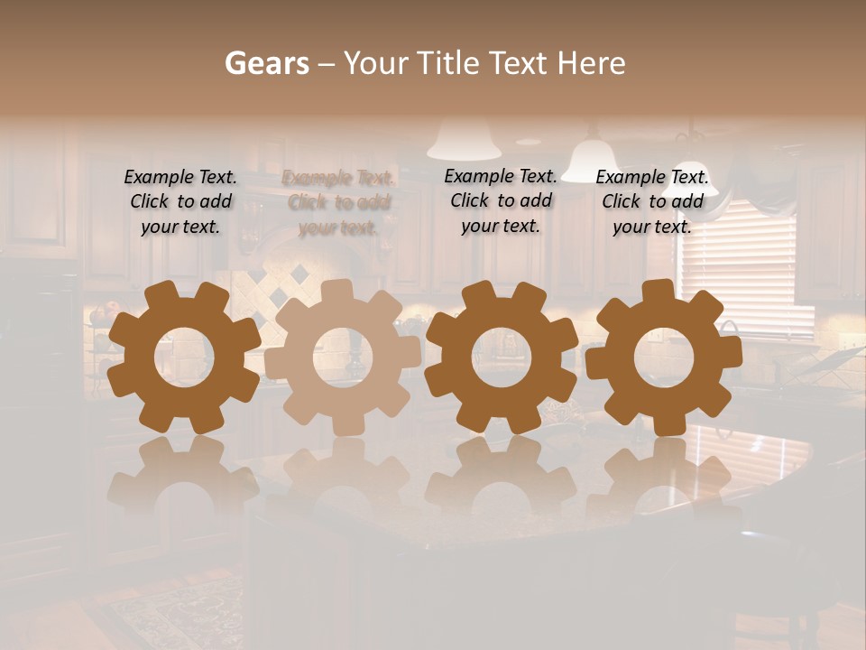 A Large Kitchen With A Center Island In The Middle Of It PowerPoint Template