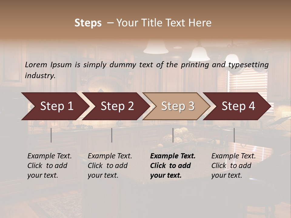 A Large Kitchen With A Center Island In The Middle Of It PowerPoint Template