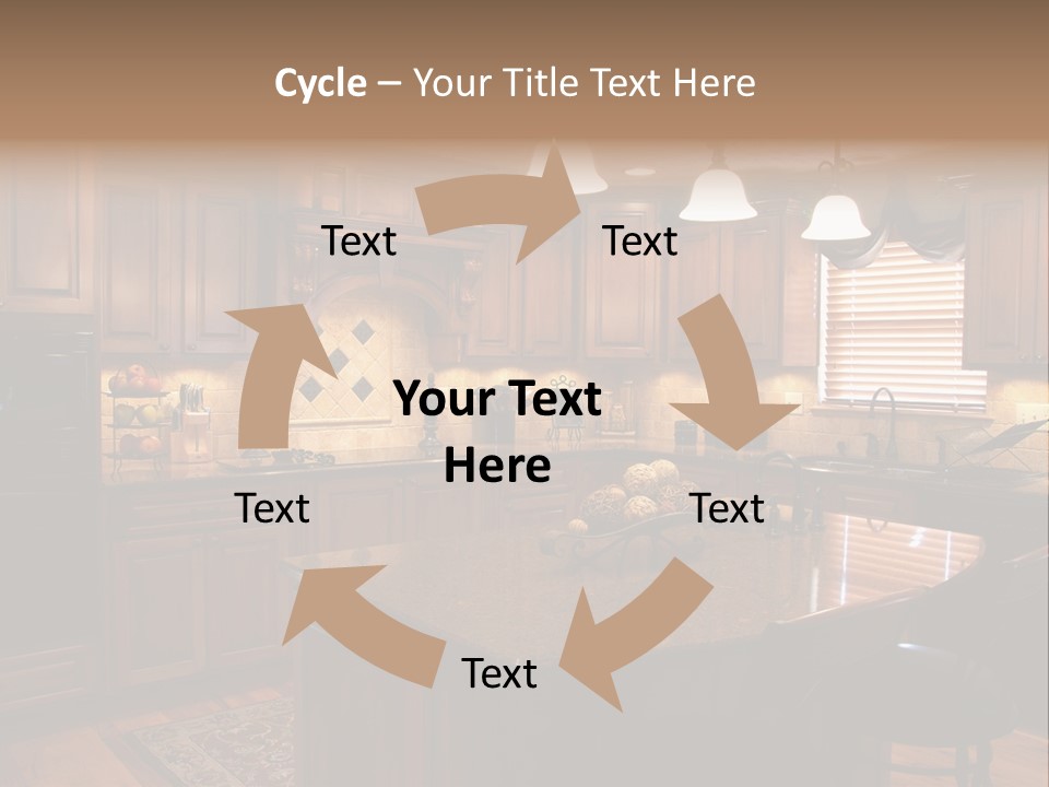 A Large Kitchen With A Center Island In The Middle Of It PowerPoint Template