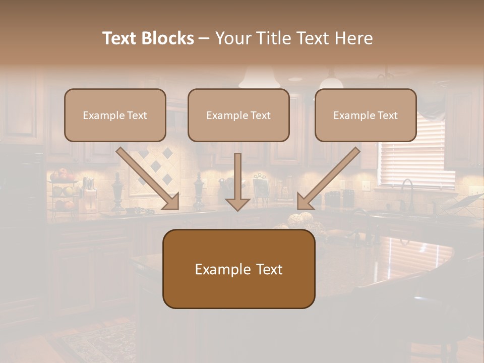 A Large Kitchen With A Center Island In The Middle Of It PowerPoint Template