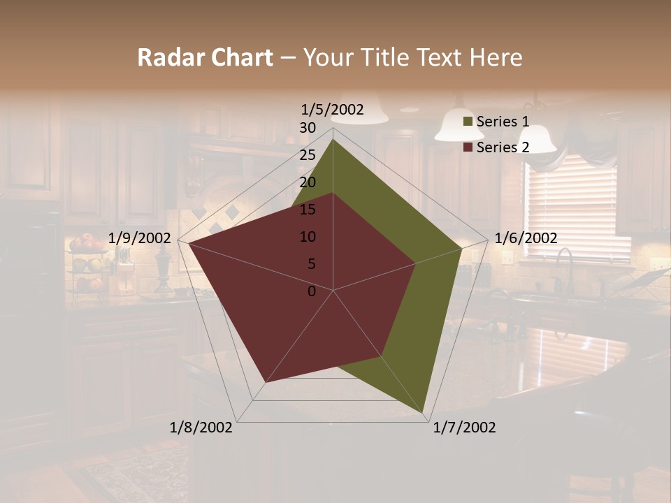 A Large Kitchen With A Center Island In The Middle Of It PowerPoint Template