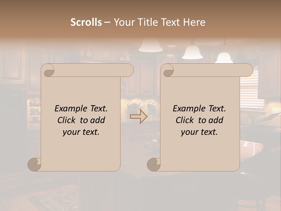 A Large Kitchen With A Center Island In The Middle Of It PowerPoint Template