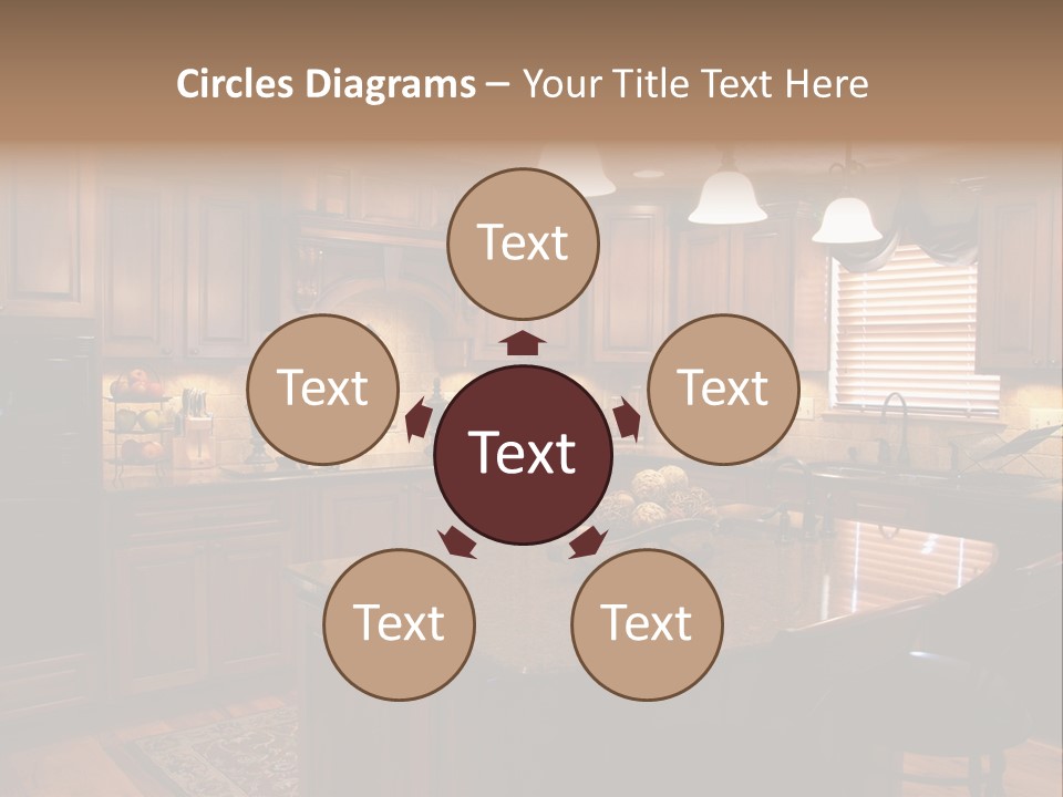A Large Kitchen With A Center Island In The Middle Of It PowerPoint Template
