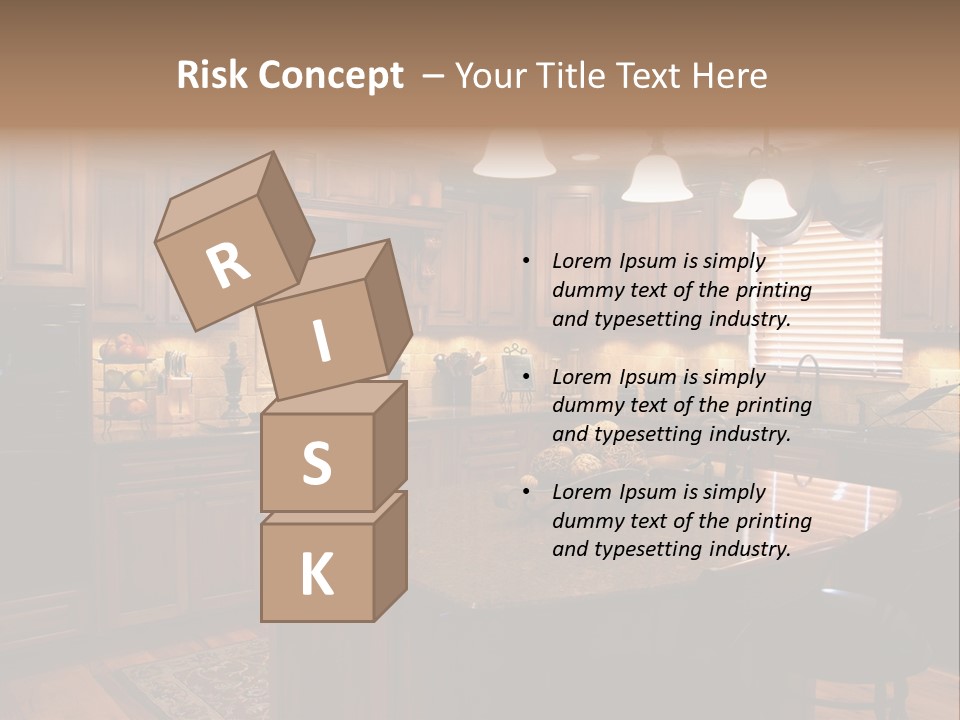 A Large Kitchen With A Center Island In The Middle Of It PowerPoint Template