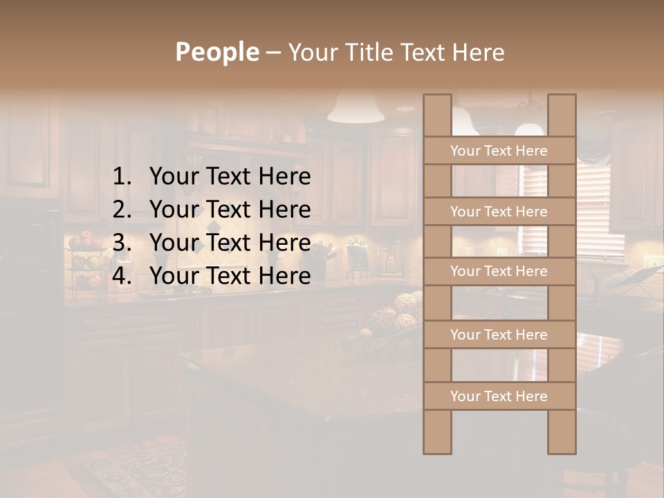 A Large Kitchen With A Center Island In The Middle Of It PowerPoint Template