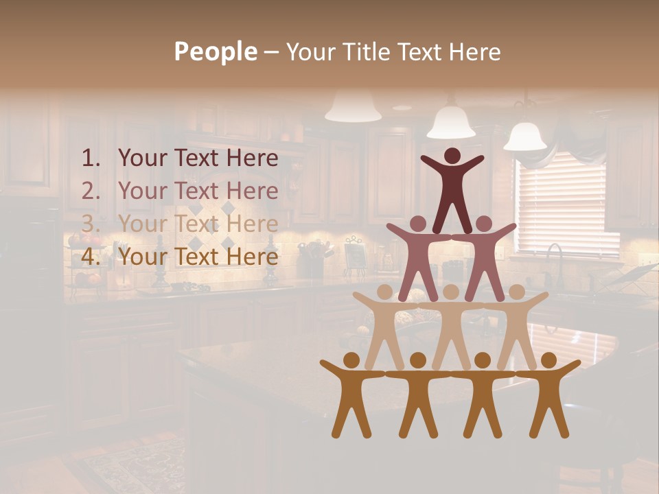 A Large Kitchen With A Center Island In The Middle Of It PowerPoint Template