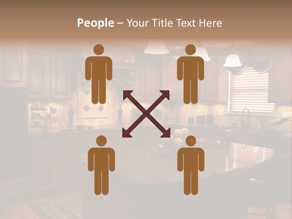 A Large Kitchen With A Center Island In The Middle Of It PowerPoint Template