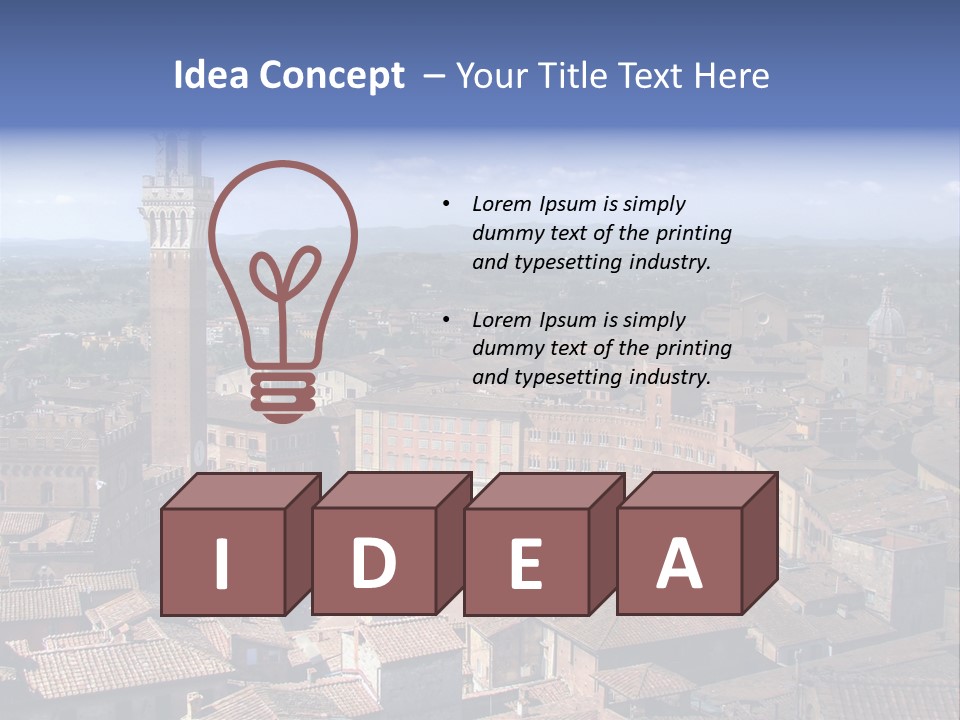 This Is One Of Italy's Most Famous Squares, And The One With The Most Original Shape. Piazza Del Campo Stands On The Site That Was Once An Ancient Roman Forum, Opposite Palazzo Pubblico. PowerPoint Template