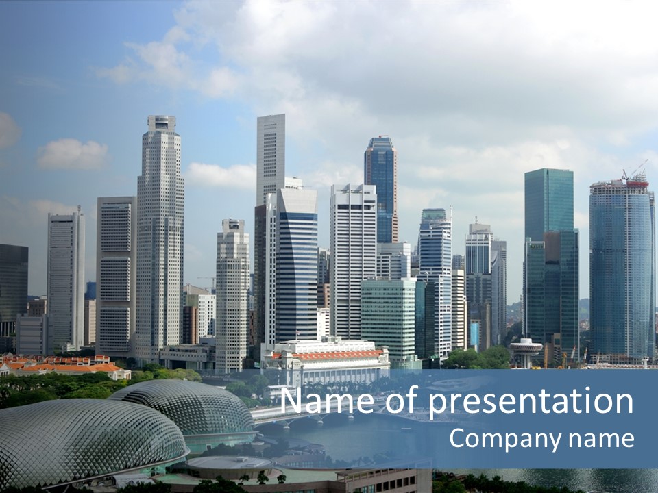 Skyline Of Singapore Business District, Singapore PowerPoint Template