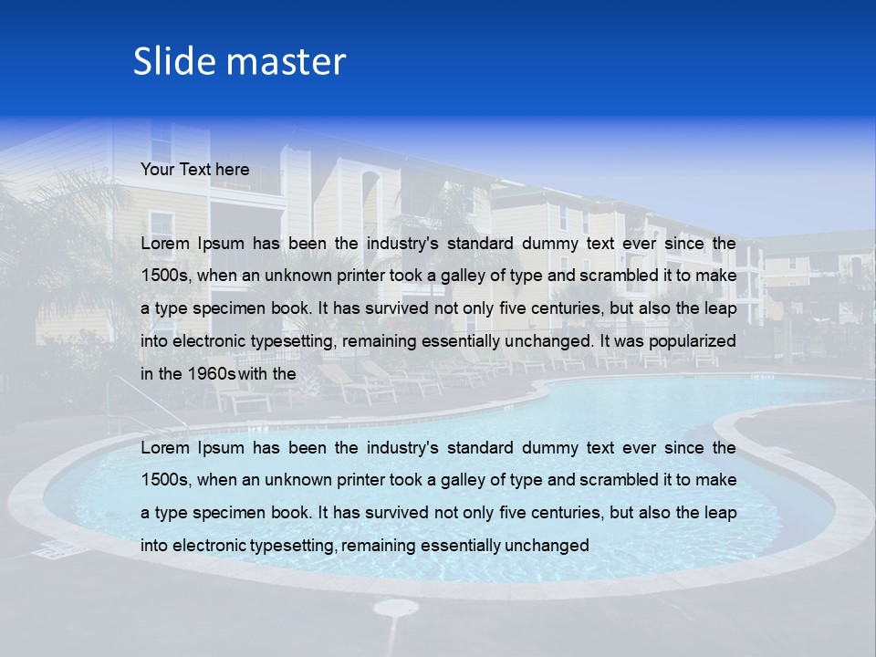 Swimming Pool And Apartment Houses PowerPoint Template