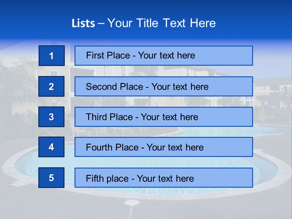Swimming Pool And Apartment Houses PowerPoint Template