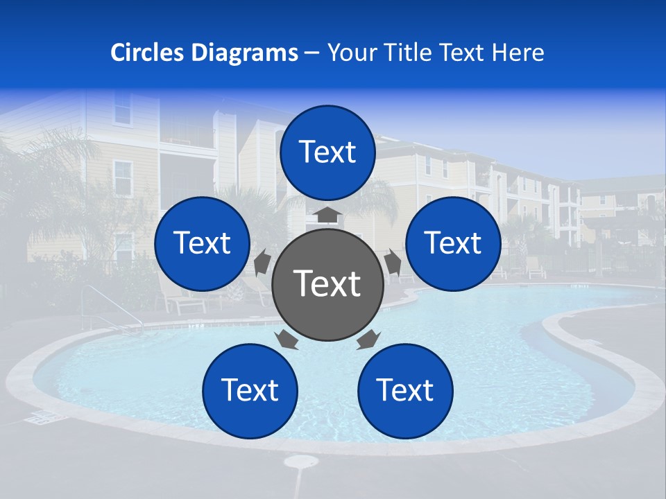 Swimming Pool And Apartment Houses PowerPoint Template