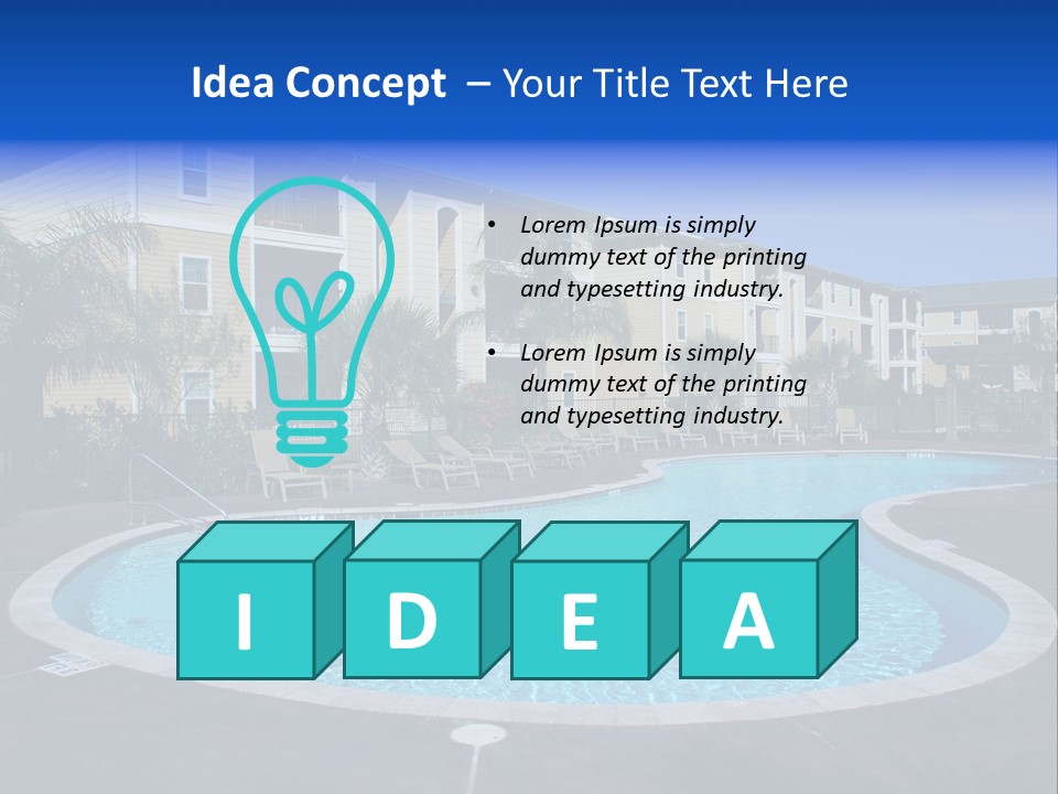 Swimming Pool And Apartment Houses PowerPoint Template