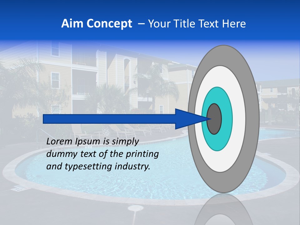 Swimming Pool And Apartment Houses PowerPoint Template