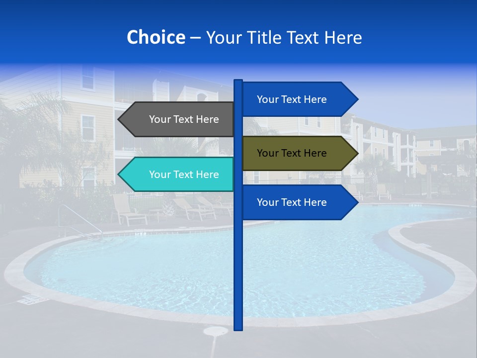 Swimming Pool And Apartment Houses PowerPoint Template