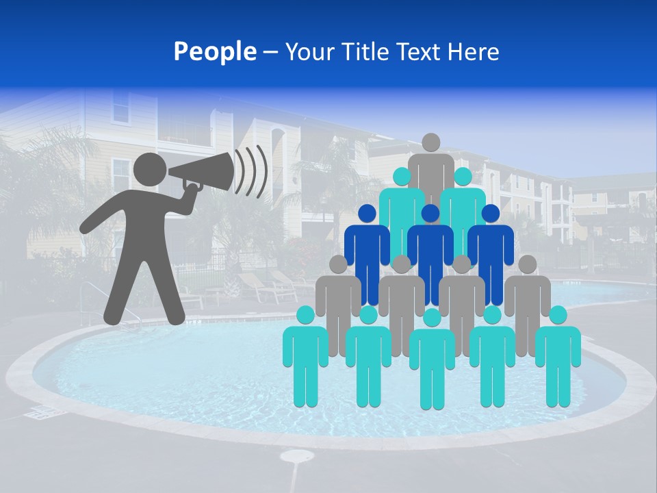 Swimming Pool And Apartment Houses PowerPoint Template