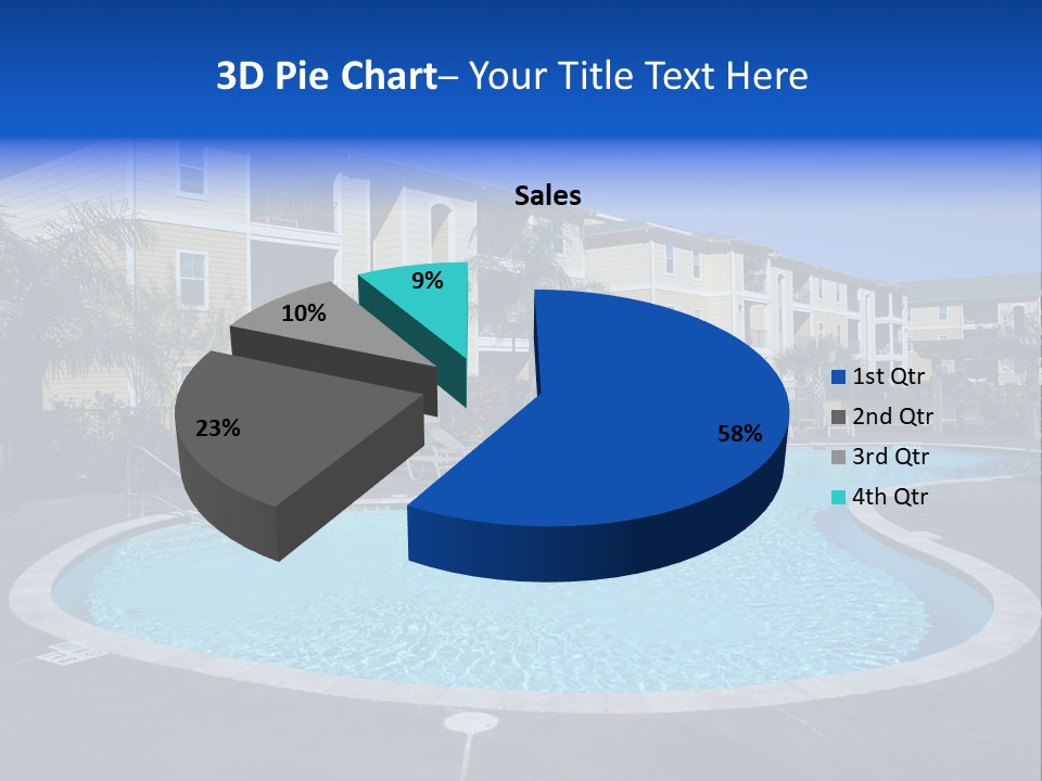 Swimming Pool And Apartment Houses PowerPoint Template