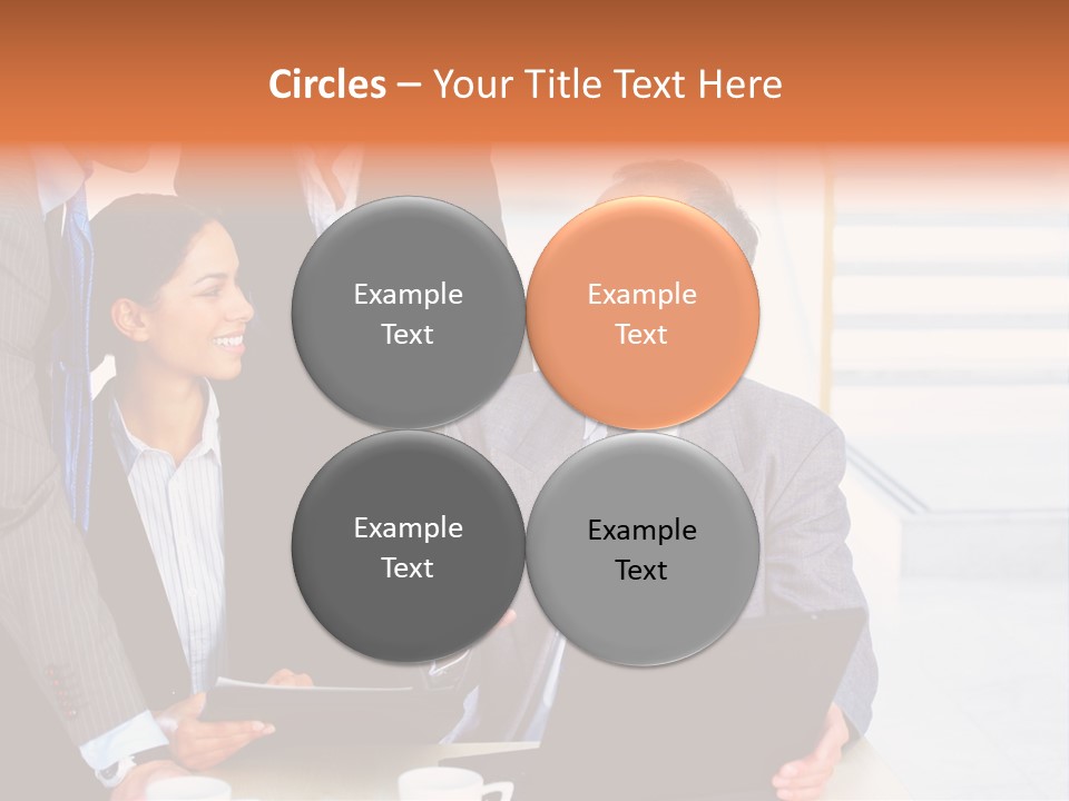 A Group Of Business People Standing Around A Laptop PowerPoint Template