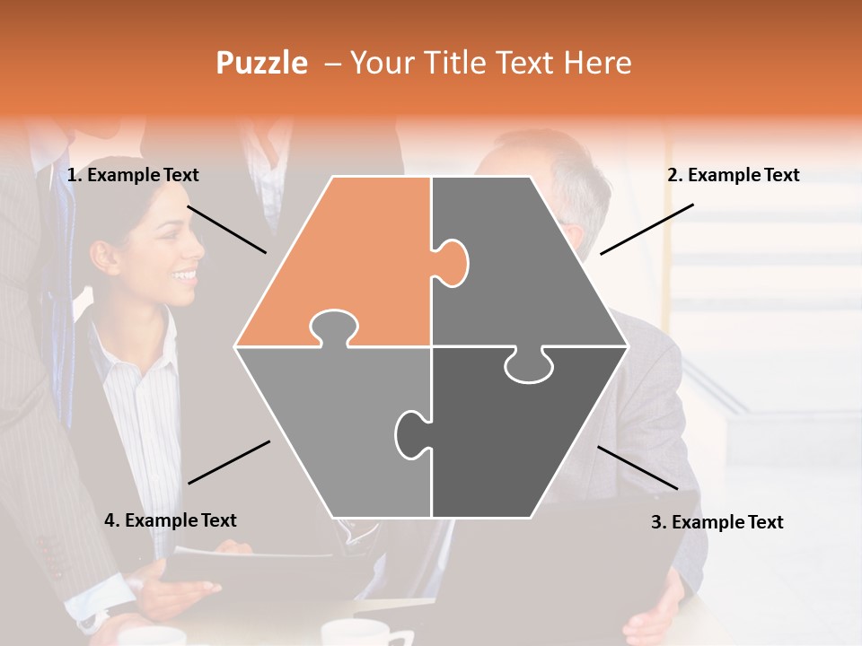 A Group Of Business People Standing Around A Laptop PowerPoint Template