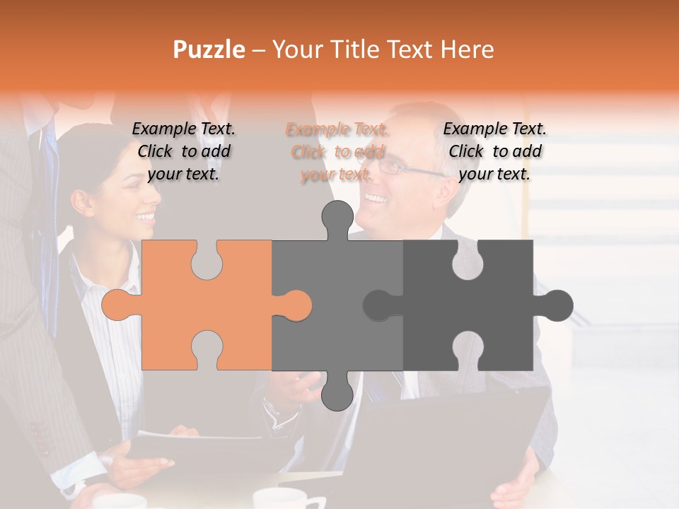 A Group Of Business People Standing Around A Laptop PowerPoint Template