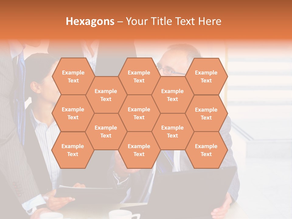 A Group Of Business People Standing Around A Laptop PowerPoint Template