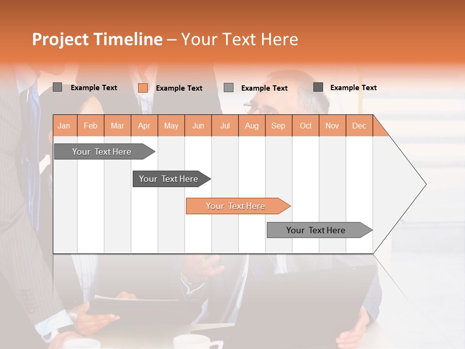 A Group Of Business People Standing Around A Laptop PowerPoint Template