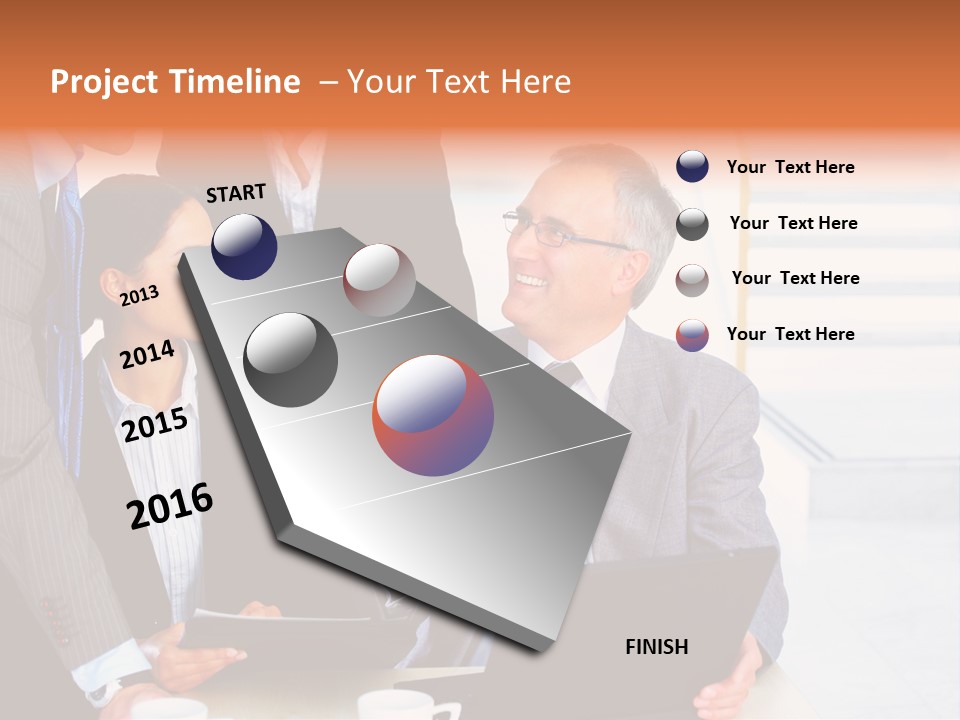 A Group Of Business People Standing Around A Laptop PowerPoint Template