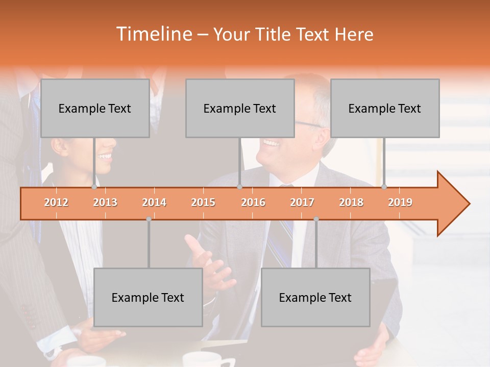 A Group Of Business People Standing Around A Laptop PowerPoint Template