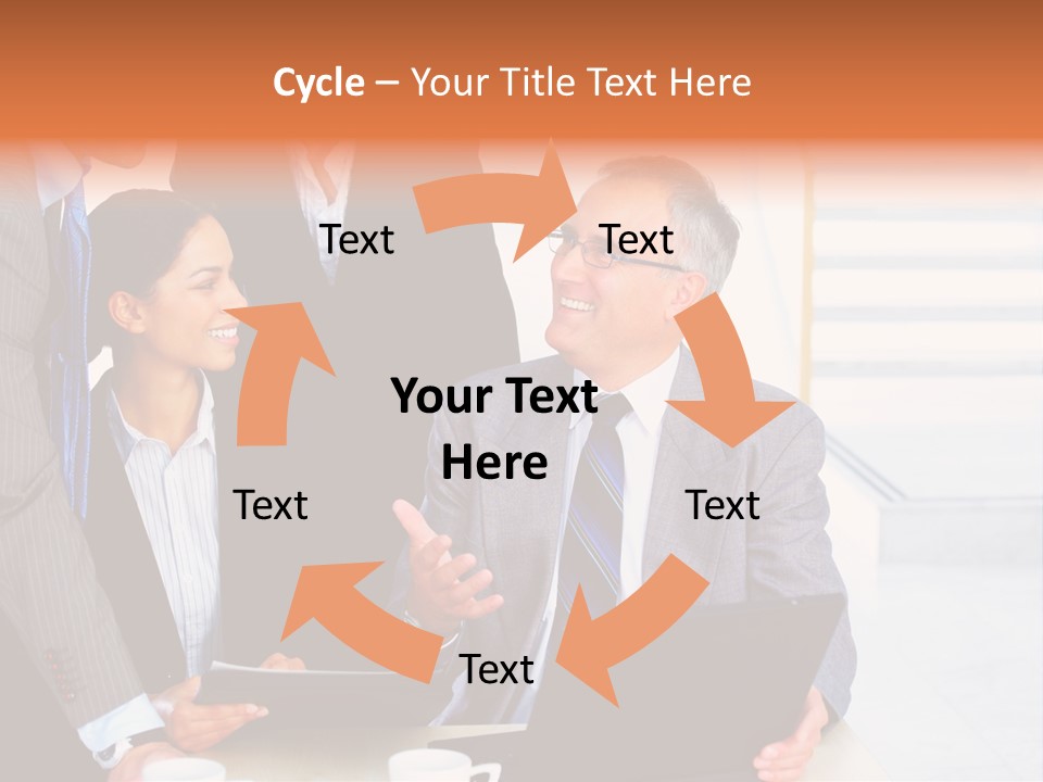 A Group Of Business People Standing Around A Laptop PowerPoint Template