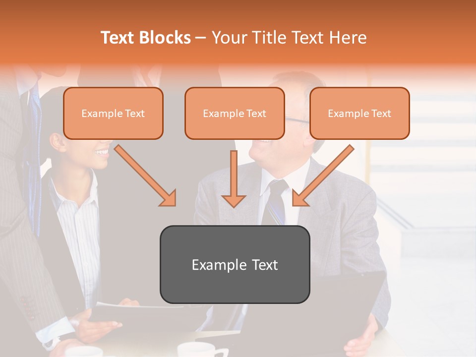 A Group Of Business People Standing Around A Laptop PowerPoint Template