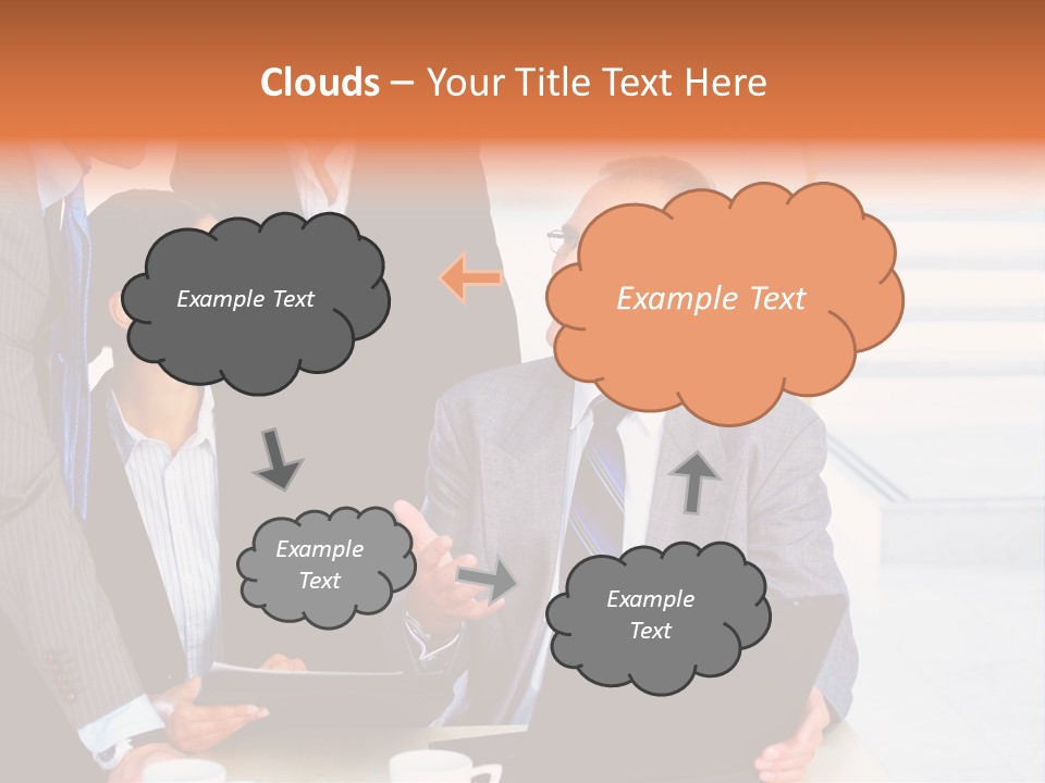 A Group Of Business People Standing Around A Laptop PowerPoint Template