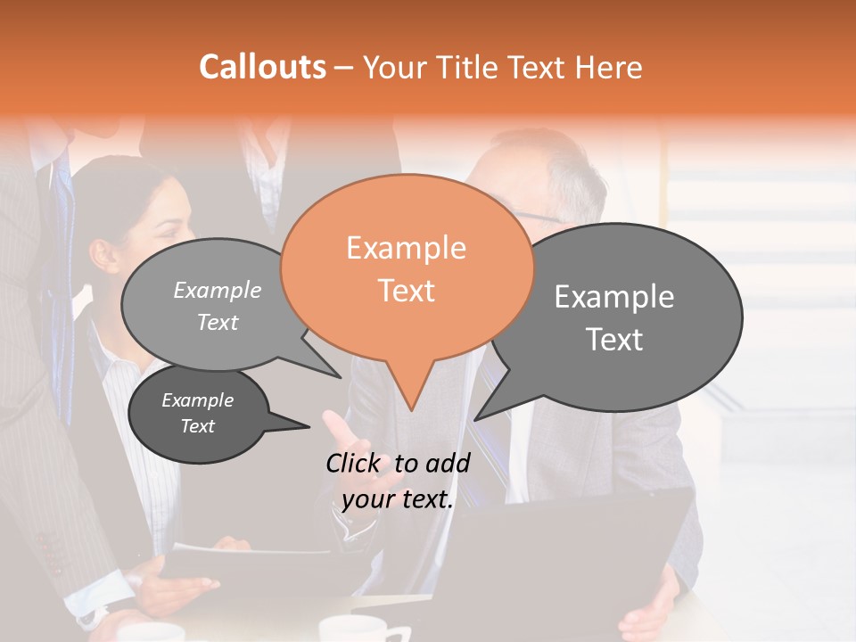 A Group Of Business People Standing Around A Laptop PowerPoint Template