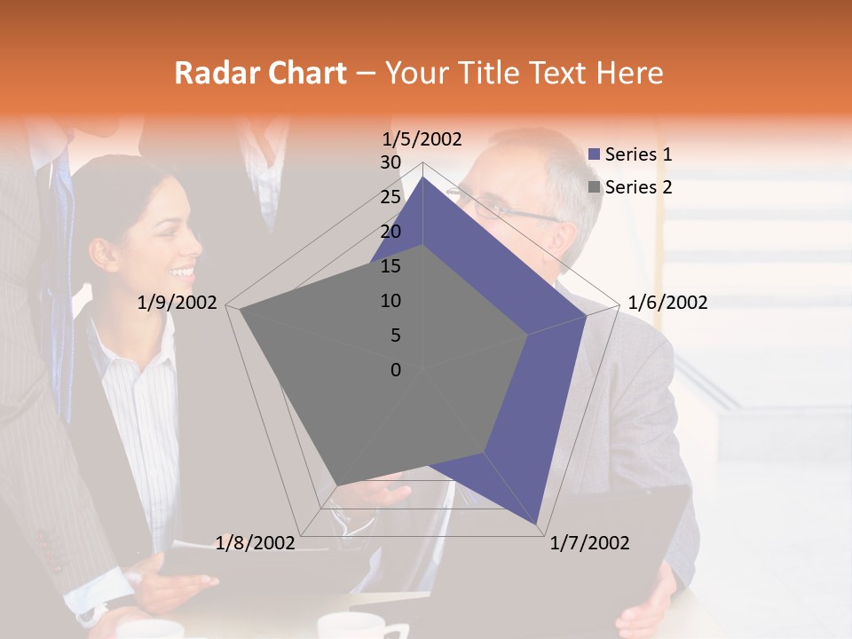 A Group Of Business People Standing Around A Laptop PowerPoint Template