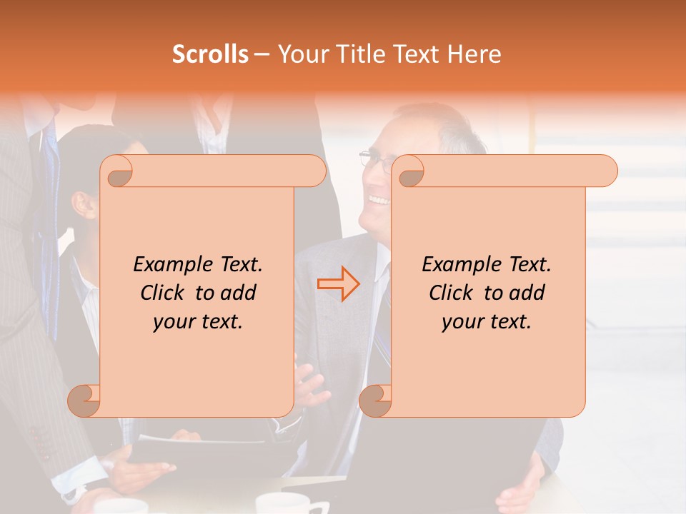 A Group Of Business People Standing Around A Laptop PowerPoint Template