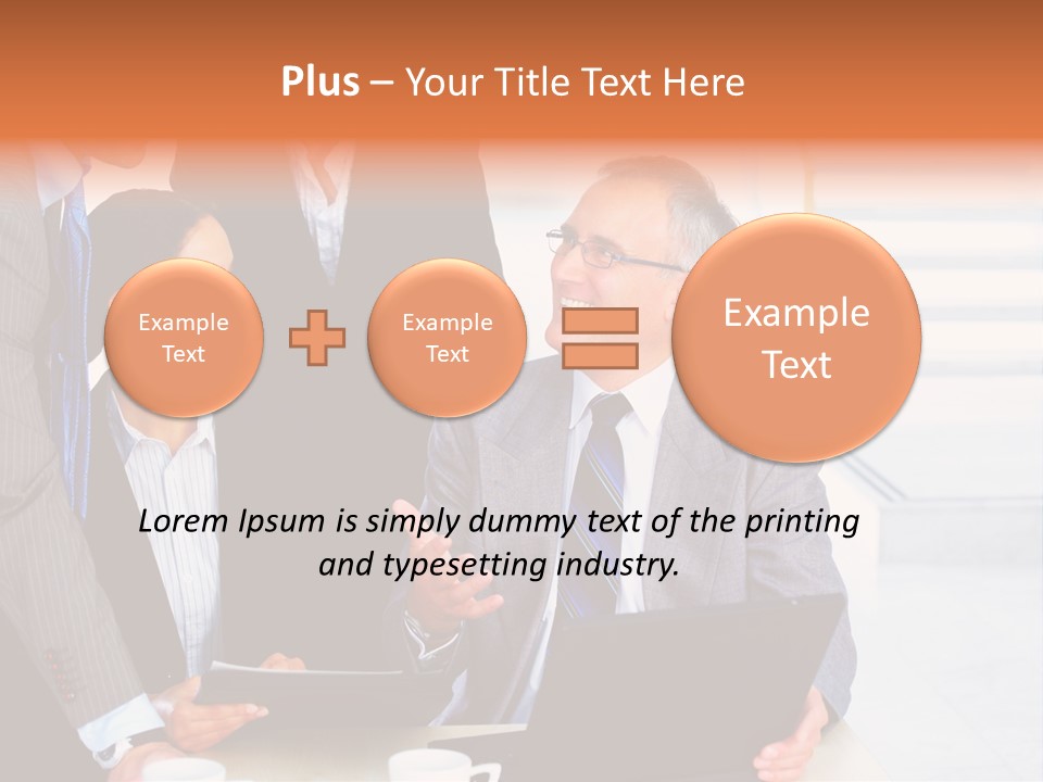 A Group Of Business People Standing Around A Laptop PowerPoint Template