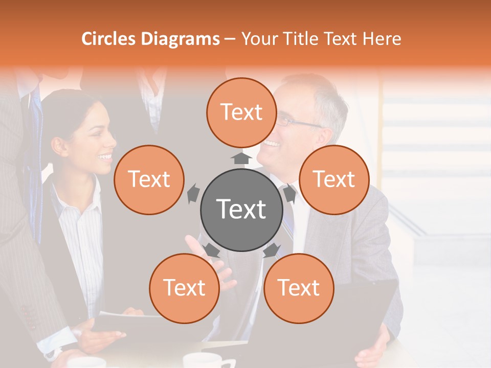 A Group Of Business People Standing Around A Laptop PowerPoint Template